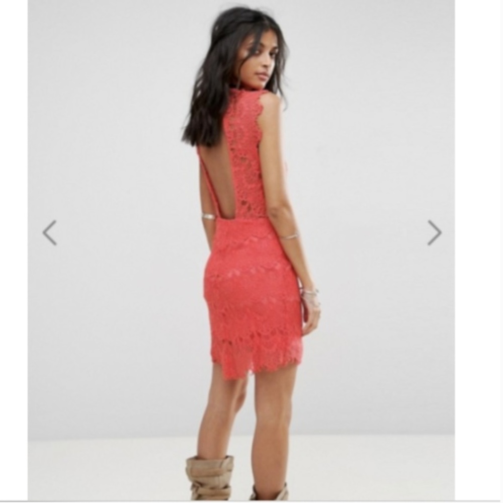 New Free People Coral Daydream Lace Bodycon Dress